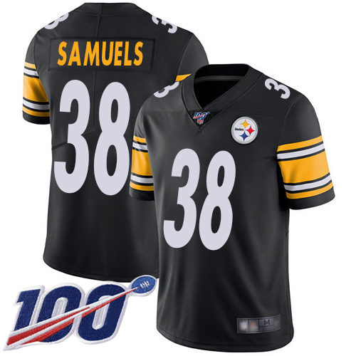Men Pittsburgh Steelers Football #38 Limited Black Jaylen Samuels Home 100th Season Vapor Untouchable Nike NFL Jersey